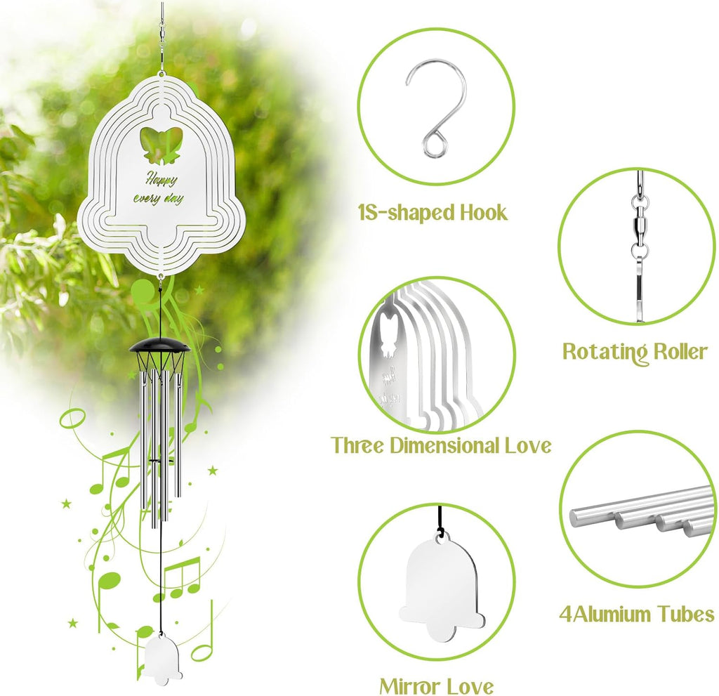 Wind Chimes with Bells Wind Spinner, Outdoor Garden Decor Wind Spinner, Gifts for Women, Mom, Retirement, Teacher, Parents Birthday, Memorial Gift for Garden Porch Patio Home Decor
