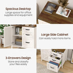 Befrases File Cabinet 3 Drawers Lateral File Cabinet with Adjustable Shelf for Letter/A4 Size Hanging Files, Large Wood File Storage Cabinets Printer Stand for Home Office, Rustic White
