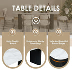 RGZ Modern Oval Dining Table Set for 4,71" Faux Marble Kitchen Table with Ripple Legs & 4 White Black Boucle Dining Chairs, Dinner Table and Chair for Dining Room, Home, Apartment