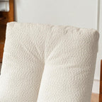 Chair with Footrest High Back Rubber Wood Rocking Legs Bedroom Living Space (Beige + Wood)