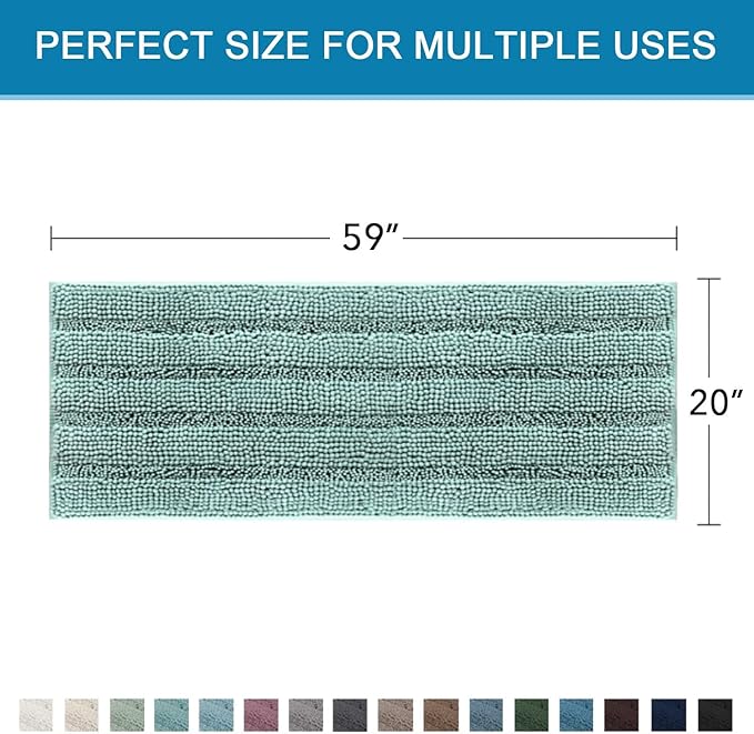 H.VERSAILTEX Bathroom Rugs Bath Mat Runner Rug Non Slip Kitchen Rug Extra Long Bath Rug Runners Oversized 59" x 20" Absorbent Washable Dry Fast Plush Area Rug for Bathroom/Bedroom - Eggshell Blue