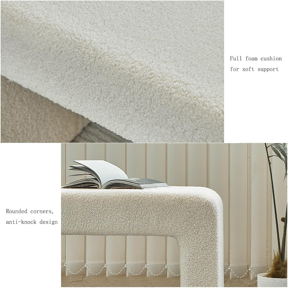 Modern Upholstered Entryway Bench, End of Bed for Bedroom Boucle Ottoman Modern Shoe for Living Room Entryway(Orange,150 * 40 * 45cm)