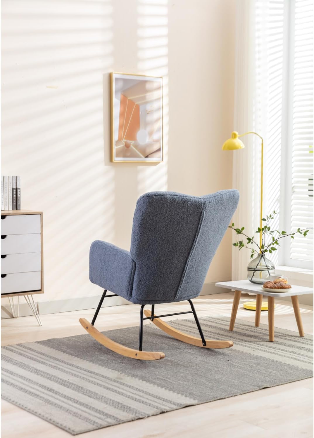 Light Blue Rocking Chair for Living Room Indoor