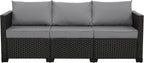 Rattan Star Patio Furniture Outdoor Couch Wicker Outdoor Furniture Patio Couch Deep Seat Sofa High Backrest with Waterproof Cover and Non-Slip Cushions, Grey