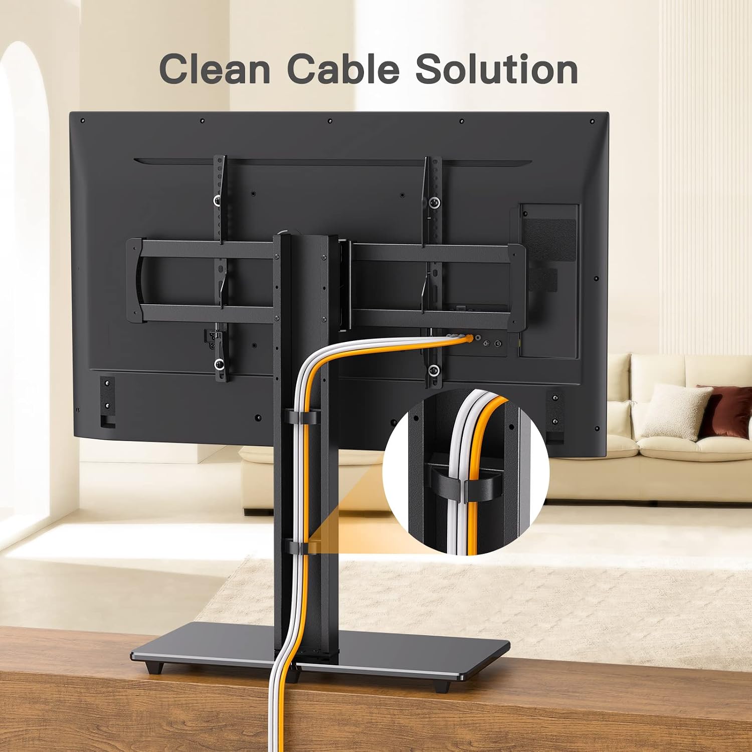 Swivel Universal TV Stand Base for 50-75 Inch LCD OLED Flat/Curved Screen TVs-Height Adjustable/Tall/Larger Table Top TV Stand Mount, Center TV Stand with Cable Management, VESA 800x400mm PGTVS14