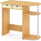 Furinno Jaya 32-Inch Oak Entryway Table with 2 Fabric Drawers, Console Table with Open Shelves, Behind Sofa Couch Tables, for Living Room, Entryway, Hallway, Beech