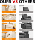 Power Recliner Chair Swivel Glider,Oversized Nursery Chair Recliner with Lumbar Support, Upholstered Swivel Rocker Recliner Chair, Glider Nursery Chair with Adjustable Headrest, Beige