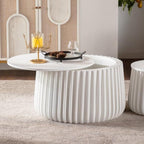 Geelife White Round Storage Table Set with Lift-Off Lid and Nesting Design | Lift-off lid reveals hidden storage compartment for blankets and essentials