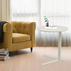 Round Side Table, Small C Shaped End Table, Couch Side Table, Modern Coffee Table, Bedside Snack Table with Y Shaped for Living Room Bedroom Office Apartment (White, 18.9x22in)
