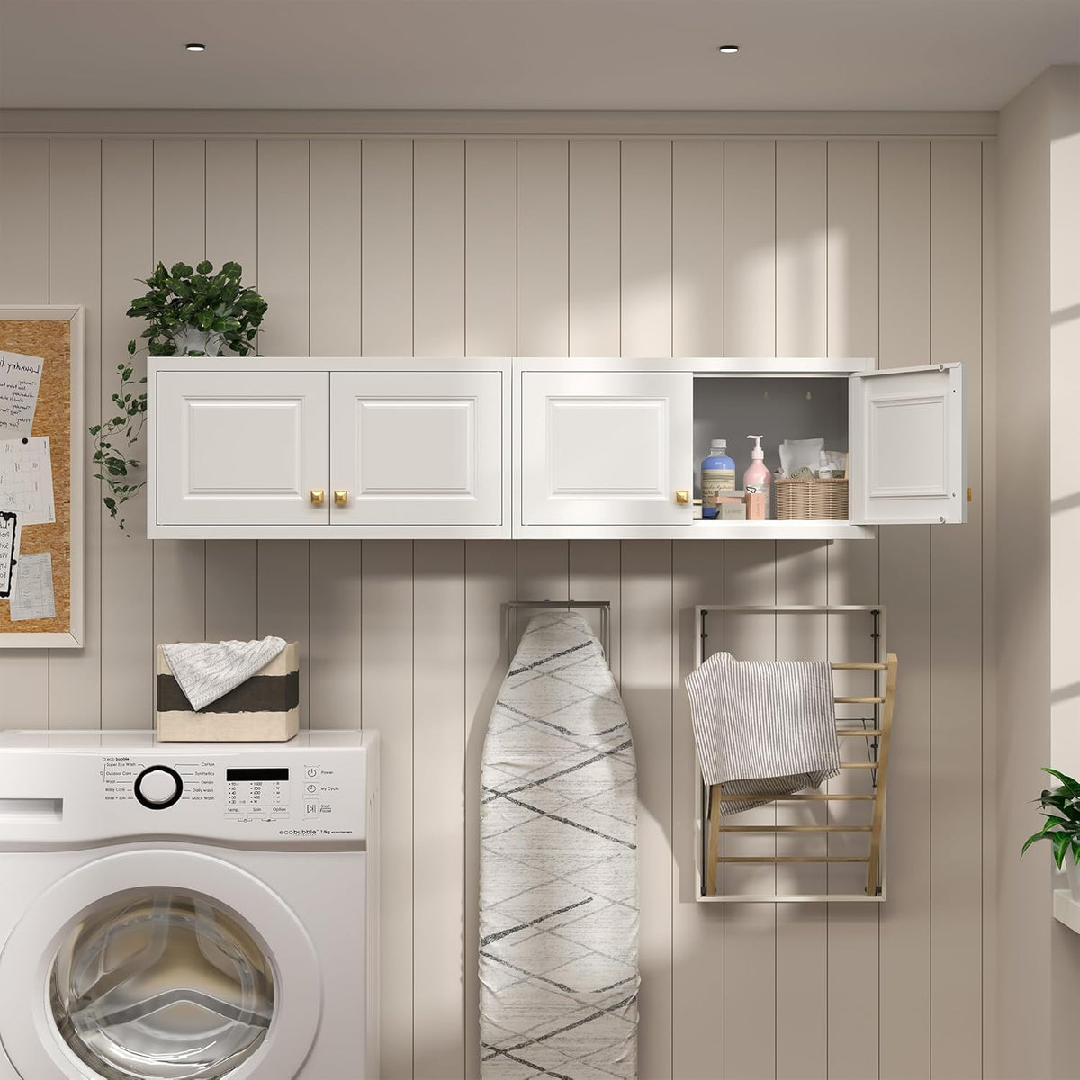 Metal Storage Cabinet with Doors, Small Kitchen Storage Cabinets, White Wall Cabinet, 15" Tall Home Office Cabinet, Steel Overhead Cupboard for Pantry, Living Room, Kitchen- Assembly Required