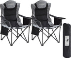 Aohanoi Camping Chairs for Heavy People,Folding Lawn Chairs for Outside Heavy Duty,Outdoor Oversized Chairs for Adult with Cup Holder and Large Cooler Bag,Beach Camp Chairs Supports up to 500lbs