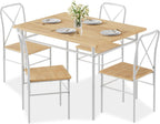 VECELO 5-Piece Dining Table Set for 4, Wood Dinette with Chairs, Natural