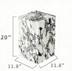 Natural Calacatta Viola Marble Side Table, 11.8" Square End Table for Living Room and Bedroom, Luxury Real Stone Nightstand, Heavy Duty Small Coffee Table, No Assembly Required, 19.6" Height