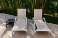 PURPLE LEAF Lounge Chair Outdoor Set of 2 w/Armrest & 1 Table, Khaki | Easy Assembly, Rustproof, A matching side table keeps cold drinks, phones, and sunglasses within easy reach while lounging