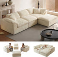 109" Cloud Couch Sectional for Living Room, Oversized Modular L Shaped Sofa with Ottoman, Deep Seat Chenille Sectional Couch, Convertible Sofa Bed for Ultimate Comfort(Lvory White)