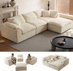 109" Cloud Couch Sectional for Living Room, Oversized Modular L Shaped Sofa with Ottoman, Deep Seat Chenille Sectional Couch, Convertible Sofa Bed for Ultimate Comfort(Lvory White)