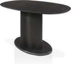 Homes: Inside + Out Elara Modern 54-inch Oval Dining Table with Fluted Pedestal Base, Seats up to 4, for Home Kitchen, Living Room, Black