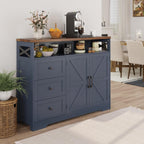 Befrases Farmhouse Buffet Cabinet with Drawers & Open Shelf, Sideboard with Storage, Kitchen Pantry Cabinet Hutch, Coffee Bar Station for Kitchen, Livingroom, 47" L Blue