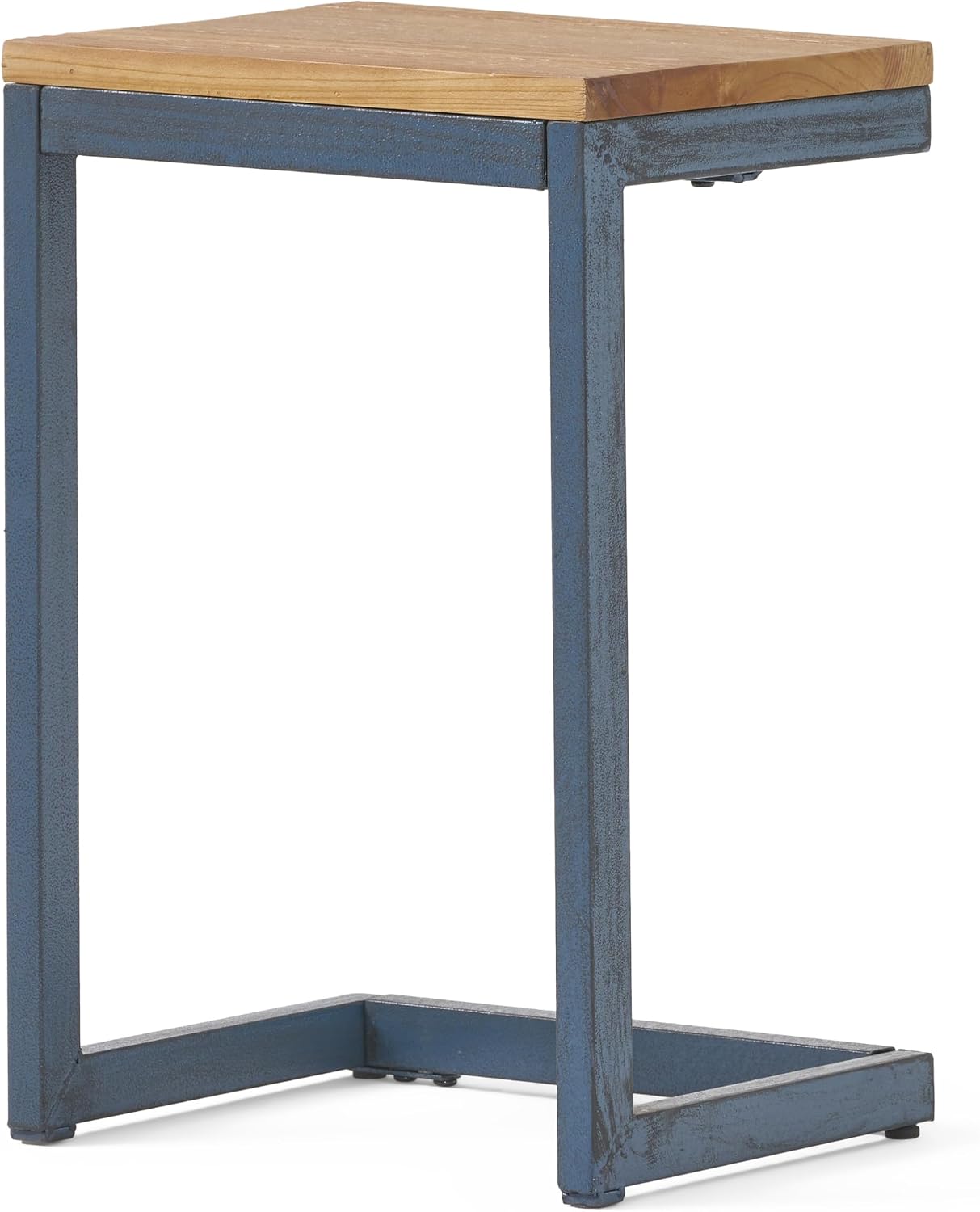Merax 19 Inch Side Table C-Shaped End Table Small Side Table for Couch, Sofa Table, Small Spaces, Living Room, Bedroom, Black with Blue