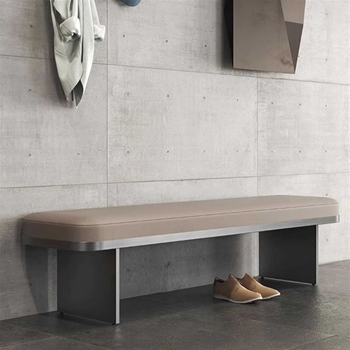 Modern Stainless Steel Footstool Household Sofa Bedside Stool Dining Chair High-Grade Shoeshine Bench Long Entryway(120 * 40 * 40cm)