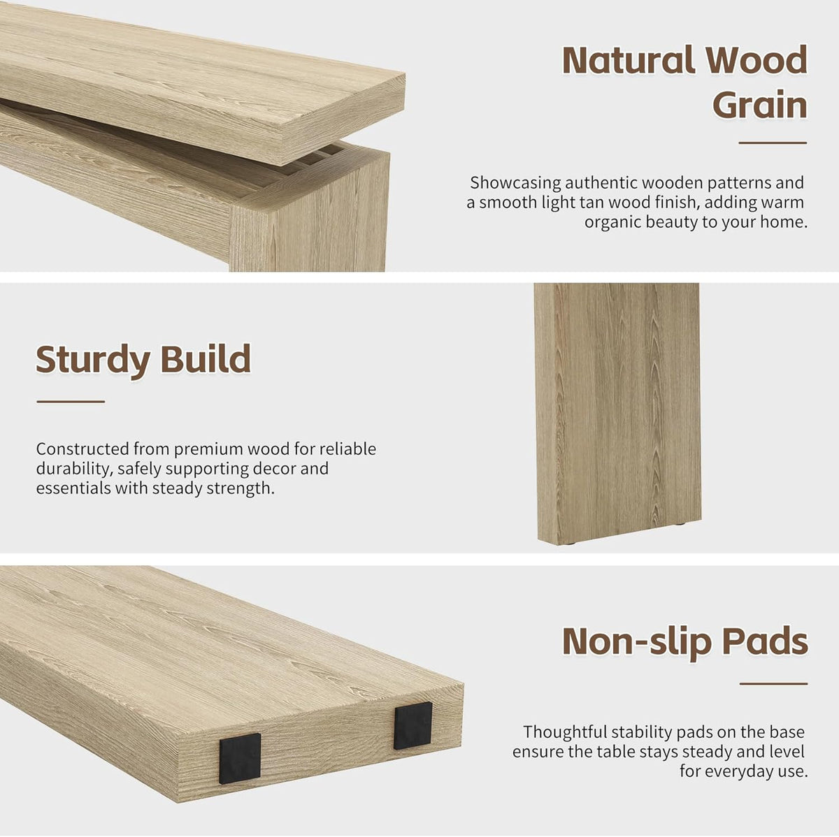 Epecoya 63 Inch Console Table for Entry Way Modern, Light Tan Wood | Farmhouse Entrance Tables Narrow Long, Wooden Couch Table Behind Sofa for Entryway, Living Room