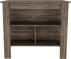 Dark Brown Kitchen Island with Three Shelves and Four Legs | Spacious kitchen island with three storage shelves and wide top surface for meal prep