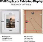 KINLINK 8x10 Picture Frame Light Grey, Solid Wood Frames with Acrylic Plexiglass for Pictures 4x6/5x7 with Mat or 8x10 without Mat,Tabletop and Wall Display Photo Frame, Set of 4
