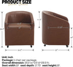 BESTANO Set of 2 Modern Upholstered Dining Chairs with Swivel Casters, Faux Leather Barrel Back Accent Side Chair for Dining Room Living Room,Brown