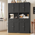 HIFIT 2 Pcs Tall Kitchen Pantry Cabinet, Large Kitchen Hutch Storage Cabinet with Doors & Wide Shelves, 67" Tall Modern Coffee Bar Cabinets with Drawers Cupboard Set for Home Dining Living Room, Black