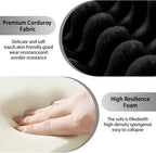 Oversized Cloud Couch Ottoman, Frameless Wide-Wale Corduroy Footrest for Living Room, High-Density All-Foam Large Rectangle Ottoman Coffee Table for Sectional Sofa (Black, Ottoman)