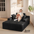 Ahomly 67" Chair, Chaise Lounge Chair Indoor with 3 Pillows, Black | No-Assembly Corduroy Chaise Lounge;Oversized chaise lounge with Side Pockets;Pet-Friendly Fuzzy Reading Chair
