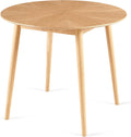 Round Dining Table for 2-4, Mid Century Modern 35 Inch Round Kitchen Table, Space Saving Small Dining Table with Oak Wood Veneer Tabletop and Solid Wood Legs for Dining Room, Living Room