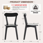 HNY Farmhouse Solid Wood Dining Chairs Set of 4, Mid Century Modern Armless Kitchen & Dining Room Chairs with Curved Back, 300 LBS Capacity, Black for Home, Apartment