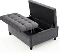 36" Large Square Storage Ottoman with Lift Top, 300 LBS Tufted Upholstered Ottoman Coffee Table Bench with Study Wood Legs, Multi-Functional Footrest Storage Box for Living Room and Bedroom (Gray) ﻿