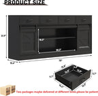 70” Large Buffet Sideboard Cabinet w/4 Drawer,Farmhouse Coffee Bar Cabinet Buffet with Storage,Sliding Door,Long Kitchen Buffet Table,Kitchen Sideboard Cabinet,Credenza for Dining Room,Black