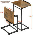 Tv Tray Table Set of 2, 8-Level Adjustable Height Couch Side Table，90° Tilt Angle Adjustments C-Shaped End Table, with Phone & Tablet Slot Sofa Computer Desk for Couch, Sofa, Bed, Chair, Living Room