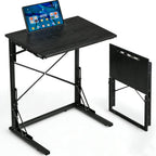 24 inch Foldable TV Tray Table, Foldable Portable C-Shaped Sofa end Table, Oversized Sofa Side Laptop Desk, Suitable for Living Room and Bedroom (1, Black)
