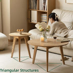 100% Solid Oak Wood Mini Coffee Table, Round Cofffe Tables Side Table w/Solid Wood Legs, Walnut Mid Century Table for Bedroom Balcony Living Room (23.62" D x 13.78" H)