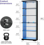 Dystler Glass Display Cabinet with Doors and RGB LED Lights
