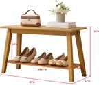Kings Brand Wood Entryway Shoe Bench with Storage Shelf, Honey Mustard | Storage Bench with Seat and Lower Shelf – Shoes, Slippers, & Essentials Organizer for Entryway, Hallway, Bedroom, Living Room