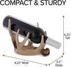 The Bridge Collection Antler Wine Bottle Holder – Rustic Deer Antler Bar and Countertop Decor – Cabin Lodge Wine Display Accent