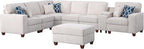 YOPTO 127" L-Shaped Sectional Couch with Movable Ottoman & 6 Throw Pillows,7 Seat Chenille Upholstered Sofa W/2 Cup Holder,USB Port & Hidden Storage Box,DIY Combination,for Living Room,Apartment,Beige