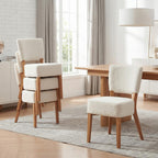 Howtek Modern Dining Chairs Set of 4 with 6.3" Thick Seat Cushions, Space-Saving Stackable Upholstered Kitchen Chairs, Ergonomic Backrest & Metal Legs, White