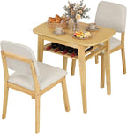 Giantex Dining Table Set for 2, Space Saving Kitchen Table and Chairs Set w/Rubber Wood Frame, Storage Rack, Padded Seats & Backrests, Dinette Set for Small Space, Apartment, Dining Room, Natural