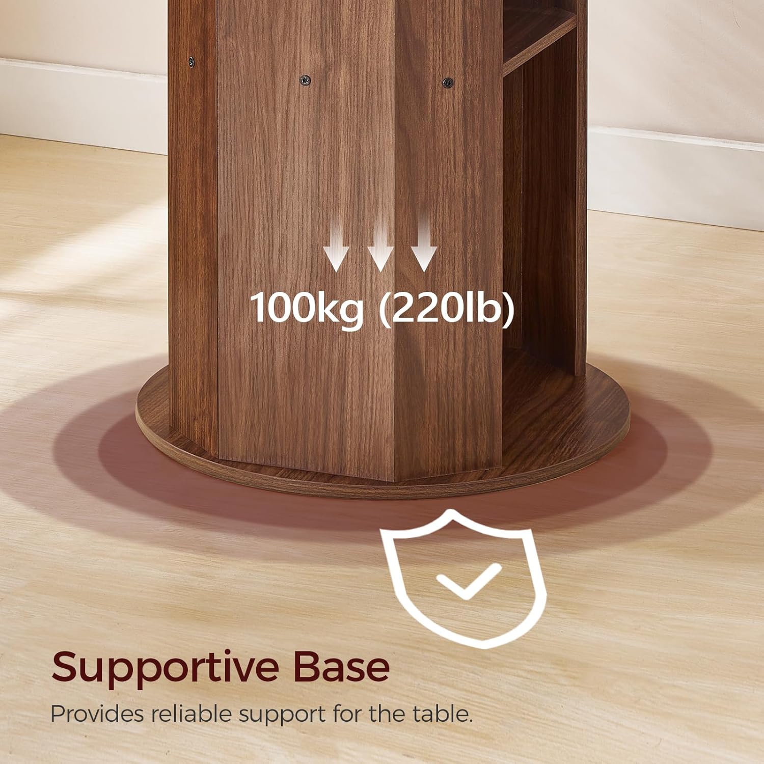 MAHANCRIS 31.5" Round Dining Table with Storage Shelf for 2-3, Circle Kitchen Dinner Table with Thick Tabletop, for Small Spaces, Circle Nook Table for Kitchen & Dining Room, Walnut DTWA8501