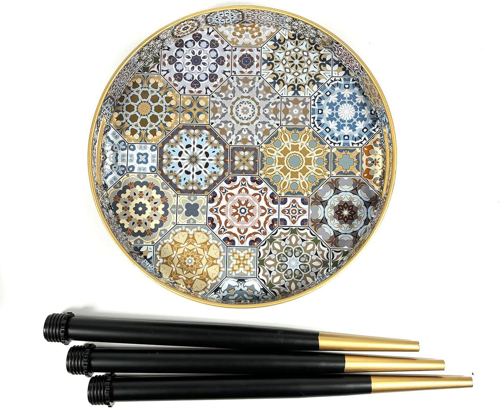 Small Round Accent End Table with Tray Top for Living Room, Bedside, Balcony (Metal Leg, 28)