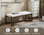 CIMOTA 49 Inch Modern Entryway Bench, Upholstered Bedroom Bench with Solid Wood Frame, Y-Shaped Foot, Comfy Ottoman for Bedroom End of Bed/Hallway/Living Room/Indoor, Linen Beige