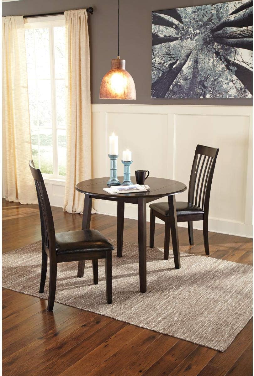Signature Design by Ashley Hammis Round Dining Room Drop Leaf Table, Seats up to 4, Hinged Drop Leaves, Wood, 36.38" W x 36.38" D x 29.88" H, Dark Brown