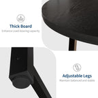 GarveeHome 47 in Round Dining Table, Industrial Dinner Table for 4 to 6, Wooden Kitchen Table with Sturdy Metal Frame & Rustic Black Finish, Circle Kitchen Table for Dining Room, Kitchen （No Chairs）
