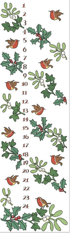 Alison Gardiner Holly and The Ivy Dinner Candle - Festive Illustrator Wax Advent Candle 15.5" Tall - Unscented Christmas Countdown Candle with 12 Hour Burn Time - Made in England